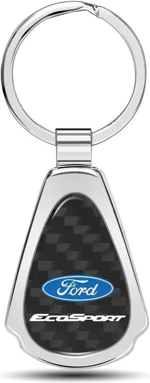 Ford EcoSport Real Black Carbon Fiber Chrome Metal Teardrop Key Chain