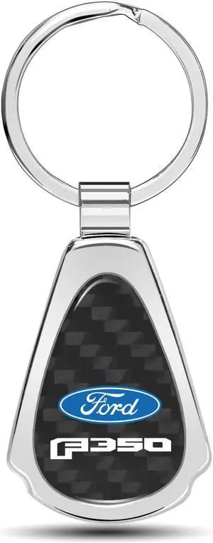 Ford F-350 Real Black Carbon Fiber Chrome Metal Teardrop Key Chain