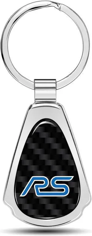 Ford Focus RS Real Black Carbon Fiber Chrome Metal Teardrop Key Chain