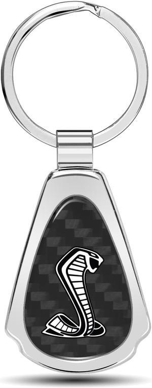 Ford Mustang GT350R Real Black Carbon Fiber Chrome Metal Teardrop Key Chain