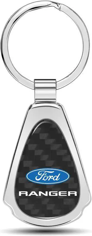 Ford Ranger Real Black Carbon Fiber Chrome Metal Teardrop Key Chain