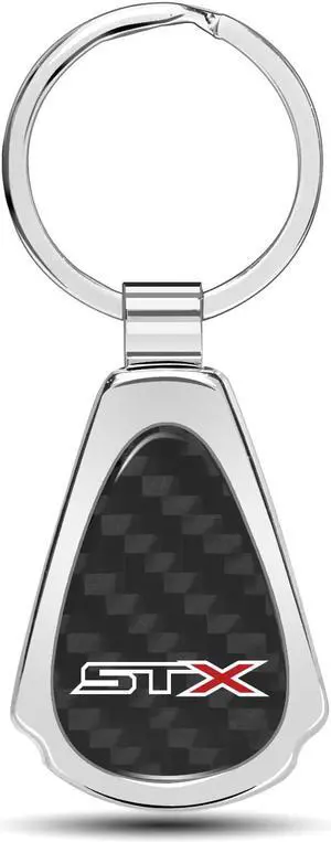 Ford F-150 STX Real Black Carbon Fiber Chrome Metal Teardrop Key Chain