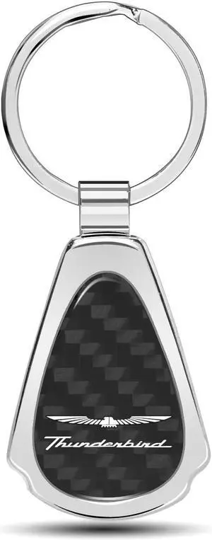 Ford Thunderbird Real Black Carbon Fiber Chrome Metal Teardrop Key Chain