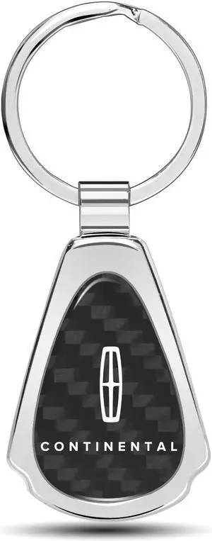 Lincoln Continental Real Black Carbon Fiber Chrome Metal Teardrop Key Chain