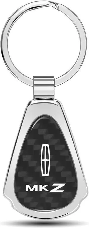 Lincoln MKZ Real Black Carbon Fiber Chrome Metal Teardrop Key Chain