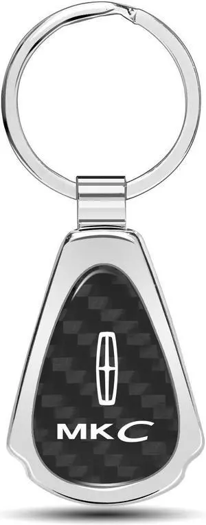 Lincoln MKC Real Black Carbon Fiber Chrome Metal Teardrop Key Chain