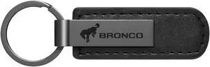 Ford Bronco Gunmetal Black Metal Plate PU Leather Strap Key Chain