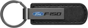 Ford F-150 Gunmetal Black Metal Plate PU Leather Strap Key Chain