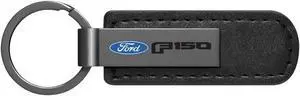 Ford F-150 2015 up Gunmetal Black Metal Plate PU Leather Strap Key Chain