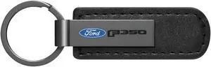 Ford F-350 Gunmetal Black Metal Plate PU Leather Strap Key Chain