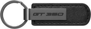 Ford Mustang GT350R Gunmetal Black Metal Plate PU Leather Strap Key Chain