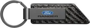 Ford Ranger Gunmetal Black Gray Metal Carbon Fiber Texture Black Leather Key Chain