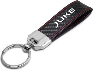 Nissan Juke Real Black Carbon Fiber Loop Strap Key Chain with Red Stitching
