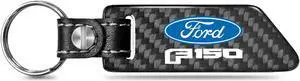 Ford F-150 2015 up Real Carbon Fiber Blade Style Black Leather Strap Key Chain