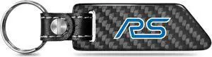 Ford Focus RS Real Carbon Fiber Blade Style with Black Leather Strap Key Chain