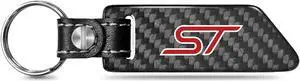 Ford Focus ST Real Carbon Fiber Blade Style with Black Leather Strap Key Chain