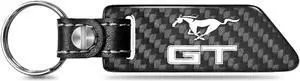 Ford Mustang GT Real Carbon Fiber Blade Style with Black Leather Strap Key Chain