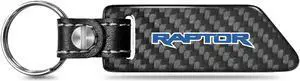 Ford F-150 Raptor in Blue Real Carbon Fiber Blade Style Leather Strap Key Chain