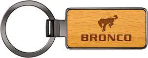 Ford Bronco Laser Engraved Maple Wood Gunmetal Frame Case Key Chain