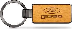 Ford F-350 Laser Engraved Maple Wood Gunmetal Frame Case Key Chain