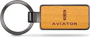 Lincoln Aviator Laser Engraved Maple Wood Gunmetal Frame Case Key Chain