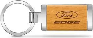 Ford Edge Laser Engraved Maple Wood Chrome Metal Trim Key Chain