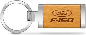 Ford F-150 Laser Engraved Maple Wood Chrome Metal Trim Key Chain