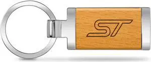 Ford Focus ST Laser Engraved Maple Wood Chrome Metal Trim Key Chain