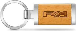 Ford F150 FX4 Off Road Laser Engraved Maple Wood Chrome Metal Trim Key Chain