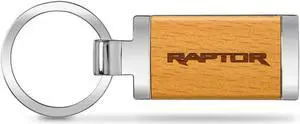 Ford F150 Raptor Laser Engraved Maple Wood Chrome Metal Trim Key Chain