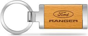 Ford Ranger Laser Engraved Maple Wood Chrome Metal Trim Key Chain
