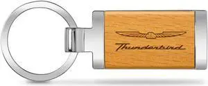 Ford Thunderbird Laser Engraved Maple Wood Chrome Metal Trim Key Chain