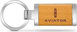 Lincoln Aviator Laser Engraved Maple Wood Chrome Metal Trim Key Chain
