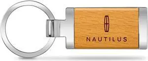 Lincoln Nautilus Laser Engraved Maple Wood Chrome Metal Trim Key Chain