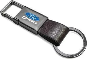 Ford F-150 2015 up Brown Leather Strap Gunmetal Pull-out Metal Key Chain