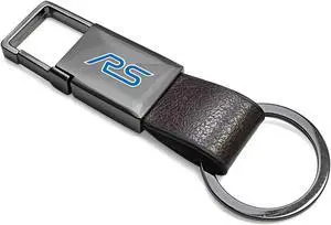 Ford Focus RS Brown Leather Strap Gunmetal Pull-out Metal Key Chain