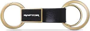 Ford F-150 Raptor Black Leather insert Golden Metal Leather Strap Key Chain