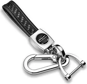 Ford Thunderbird in Black Real Carbon Fiber Loop-Strap Chrome Hook Key Chain