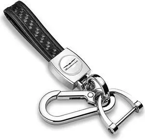 Ford Thunderbird in White Real Carbon Fiber Loop-Strap Chrome Hook Key Chain