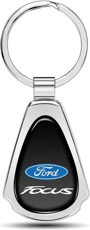 Ford Focus Black Dome Chrome Metal Teardrop Key Chain