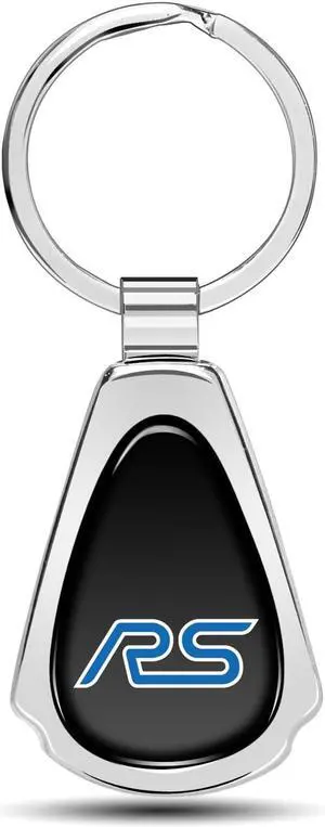 Ford Focus RS Black Dome Chrome Metal Teardrop Key Chain