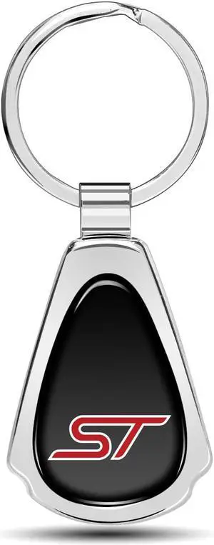 Ford Focus ST Black Dome Chrome Metal Teardrop Key Chain