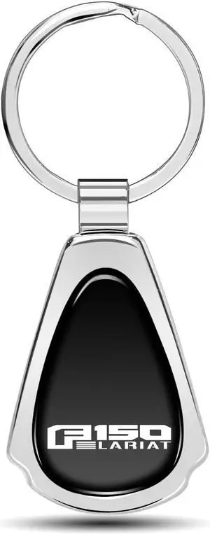 Ford F-150 Lariat Black Dome Chrome Metal Teardrop Key Chain