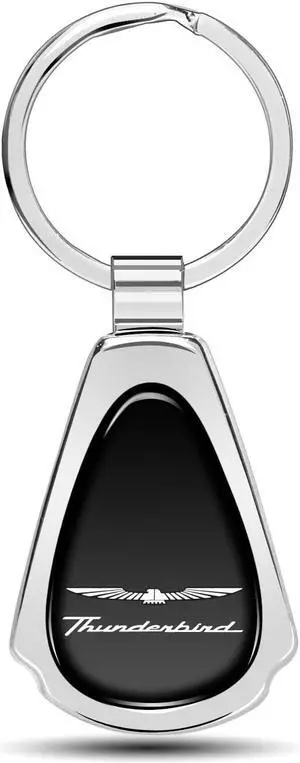 Ford Thunderbird Black Dome Chrome Metal Teardrop Key Chain