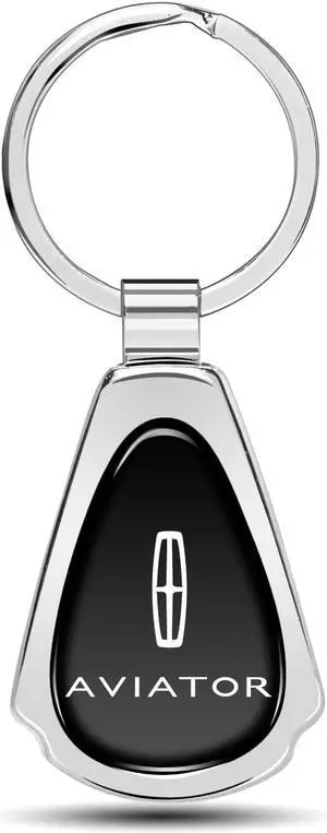 Lincoln Aviator Black Dome Chrome Metal Teardrop Key Chain