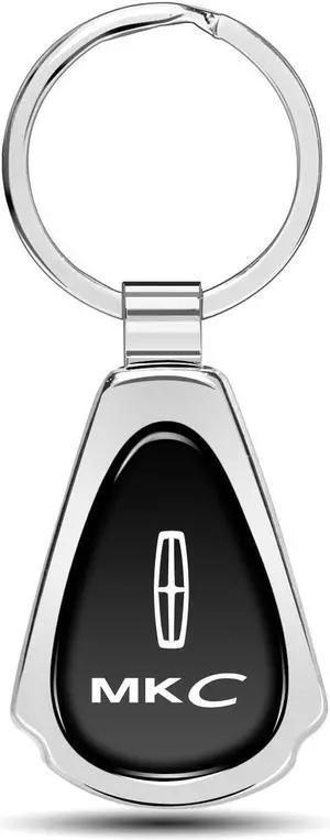 Lincoln MKC Black Dome Chrome Metal Teardrop Key Chain