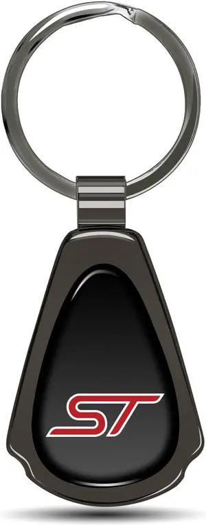 Ford Focus ST Black Dome Dark Gunmetal Metal Teardrop Key Chain
