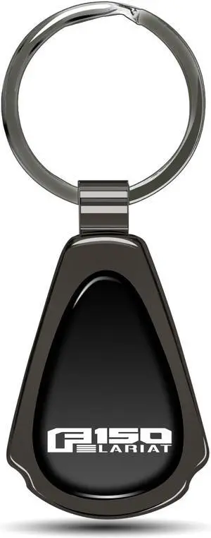 Ford F-150 Lariat Black Dome Dark Gunmetal Metal Teardrop Key Chain