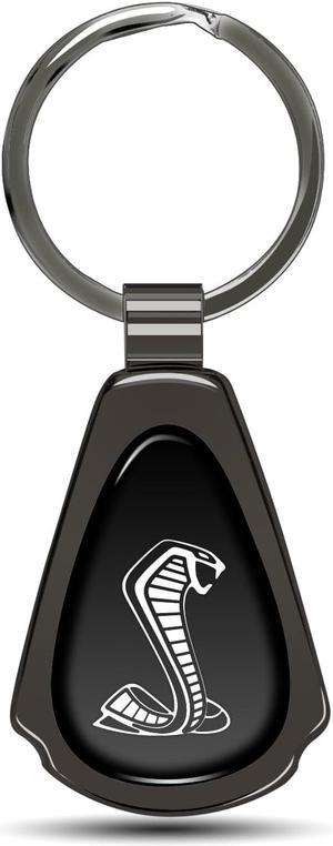 Ford Mustang GT350R Black Dome Dark Gunmetal Metal Teardrop Key Chain