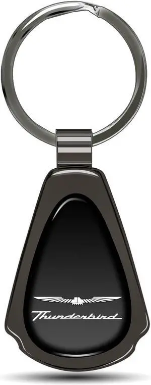 Ford Thunderbird Black Dome Dark Gunmetal Metal Teardrop Key Chain